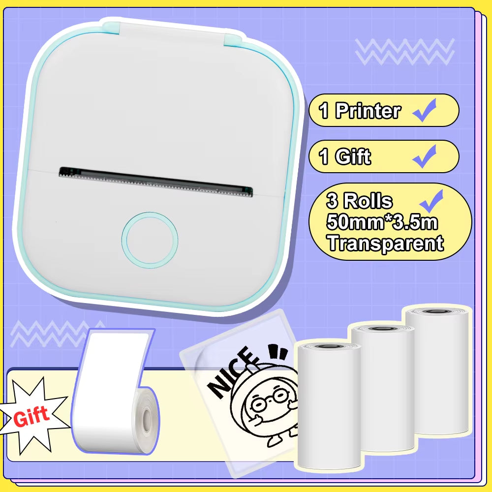 Phomemo T02 Pocket Printer Portable Thermal Printer Inkless Stickers Maker Mini Wireless Printer for Home School Office