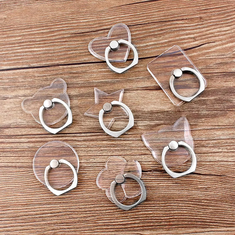 Clear Cat Finger Ring Mobile Phone Stand Holder for Iphone XS Huawei Samsung Cell Smart round Phone Ring Holder Car Mount Stand