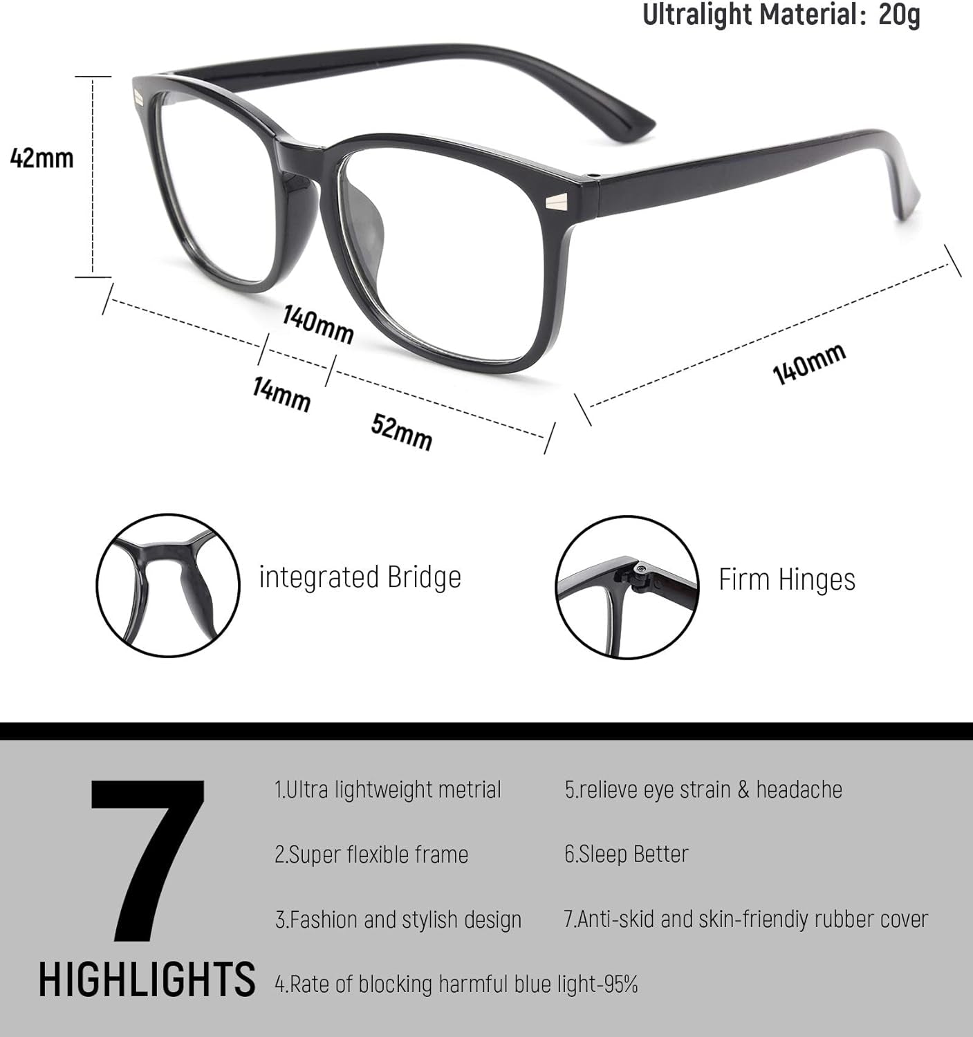 6 Pack Blue Light Blocking Glasses for Computer Gaming, Fashion Fake anti Eye Strain Eyeglasses for Women Men