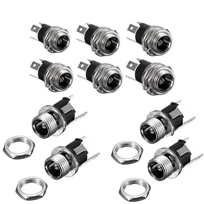 10PCS DC Power Connector Pin 2.5X5.5Mm Female Plug Jack + Male Plug Jack Socket Adapter PCB Mount DIY Adapter Connector 5.5X2.5