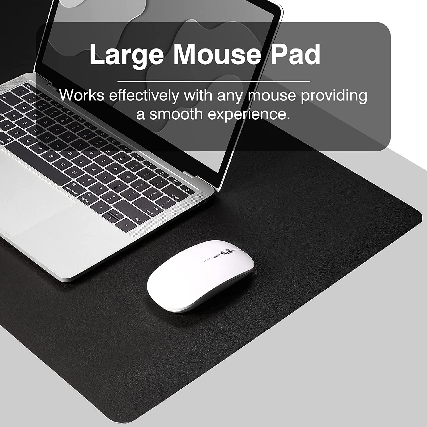 Dual Sided Desk Pad, 36”X17” PU Leather Desk Mat, Waterproof Desk Blotter Protector Mouse Pad (Black)