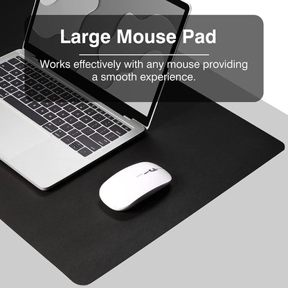 Dual Sided Desk Pad, 36”X17” PU Leather Desk Mat, Waterproof Desk Blotter Protector Mouse Pad (Black)