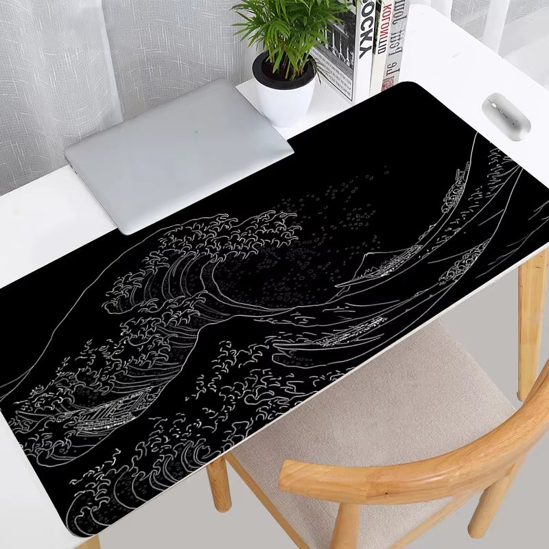 Mousepad Computer XL Mousepads Keyboard Pad Mouse Mat Japan Black Sea Wave Gamer Soft Office Carpet Table Mat Desktop Mouse Pad