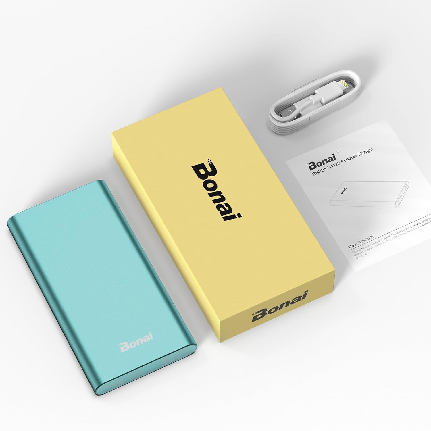 Portable Charger,  Power Bank 12000Mah Aluminum(Travel)(Powerful) USB C High Speed 3.0A Input/Output Compatible Iphone 13/13 Pro Max/12/12 PM, Samsung, Ipad - Mint (8 Pin Charging Cable Included)