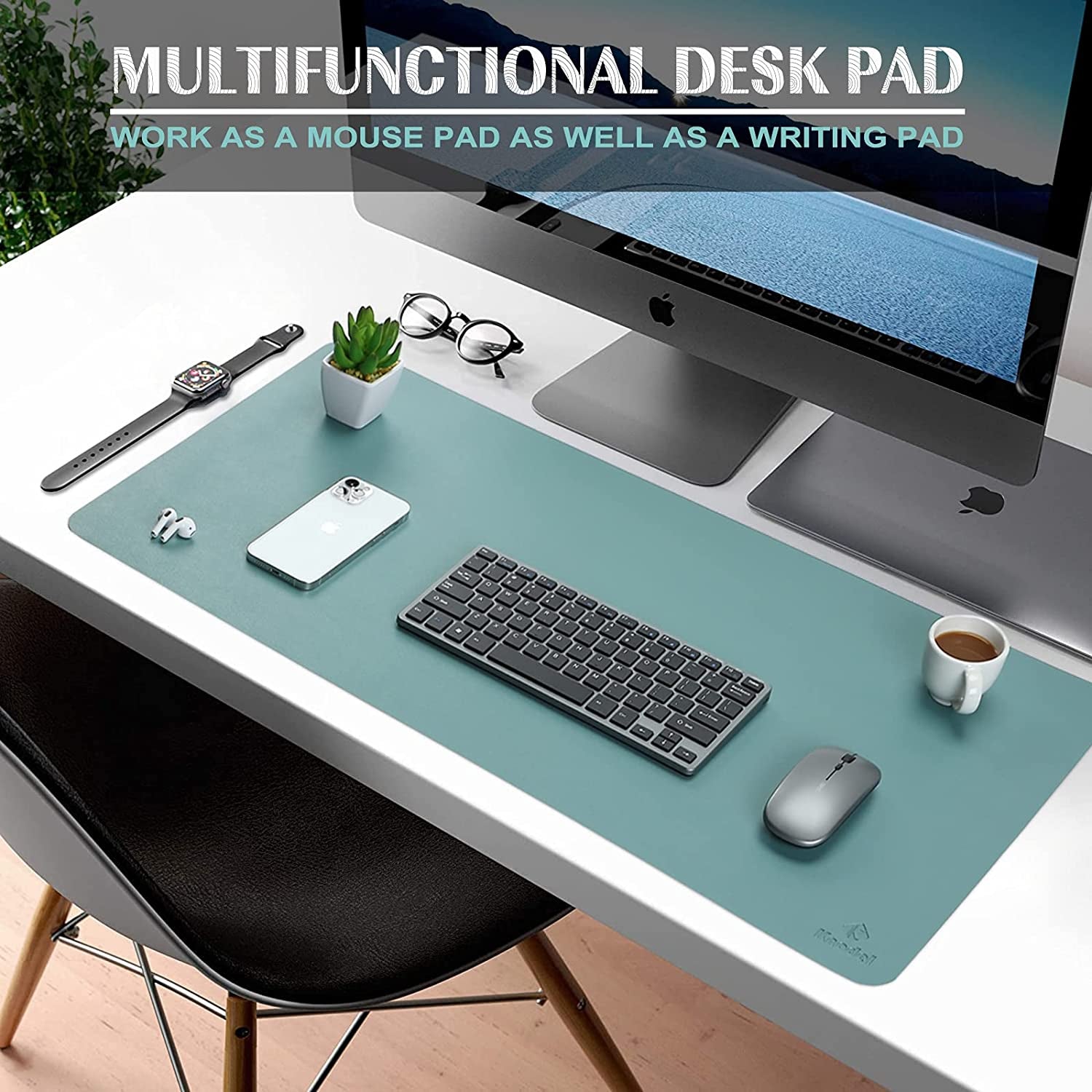 Mouse Pad, Waterproof Desk Mat for Desktop, Leather Desk Pad for Keyboard and Mouse, Desk Pad Protector for Office and Home (Green, 31.5" X 15.7")