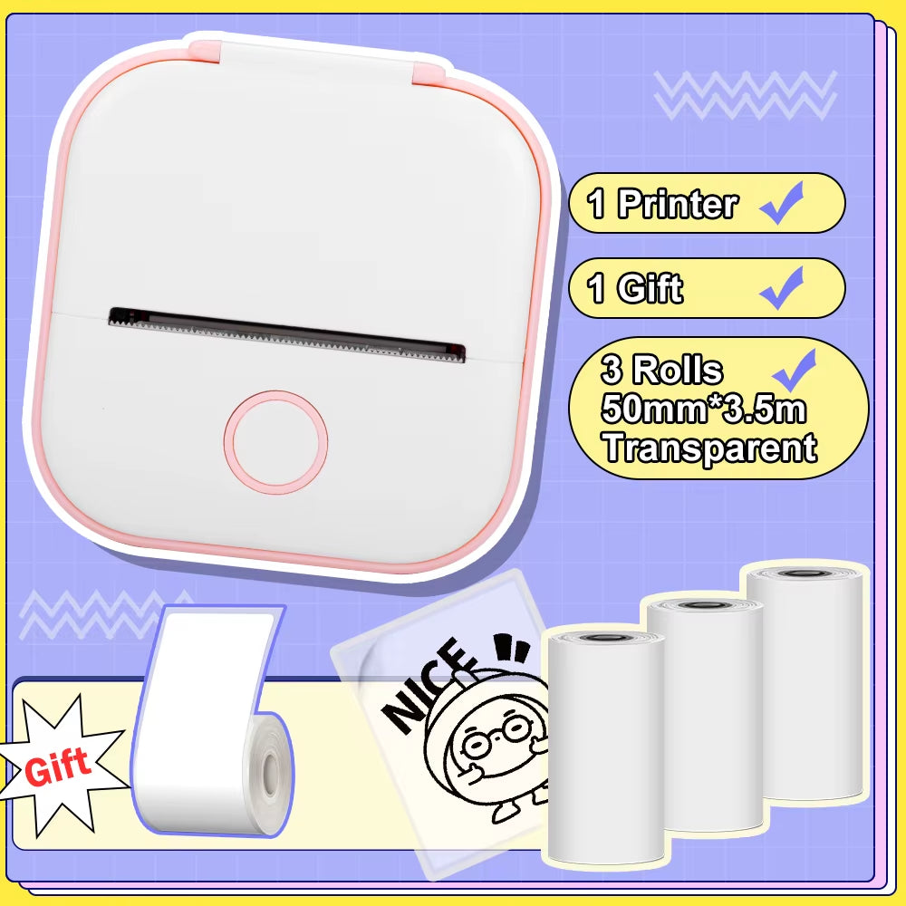 Phomemo T02 Pocket Printer Portable Thermal Printer Inkless Stickers Maker Mini Wireless Printer for Home School Office