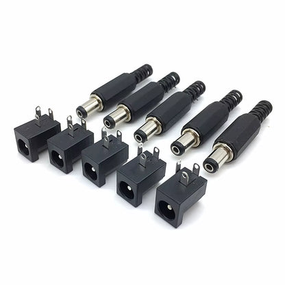 10PCS DC Power Connector Pin 2.5X5.5Mm Female Plug Jack + Male Plug Jack Socket Adapter PCB Mount DIY Adapter Connector 5.5X2.5