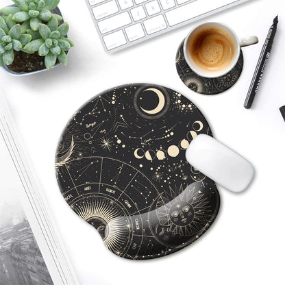 Ergonomic Wrist Support Gel Mouse Pad, Wrist Rest Comfortable Computer Mouse Pad for Laptop, Pain Relief, Non-Slip Rubber Base,Moon Phase