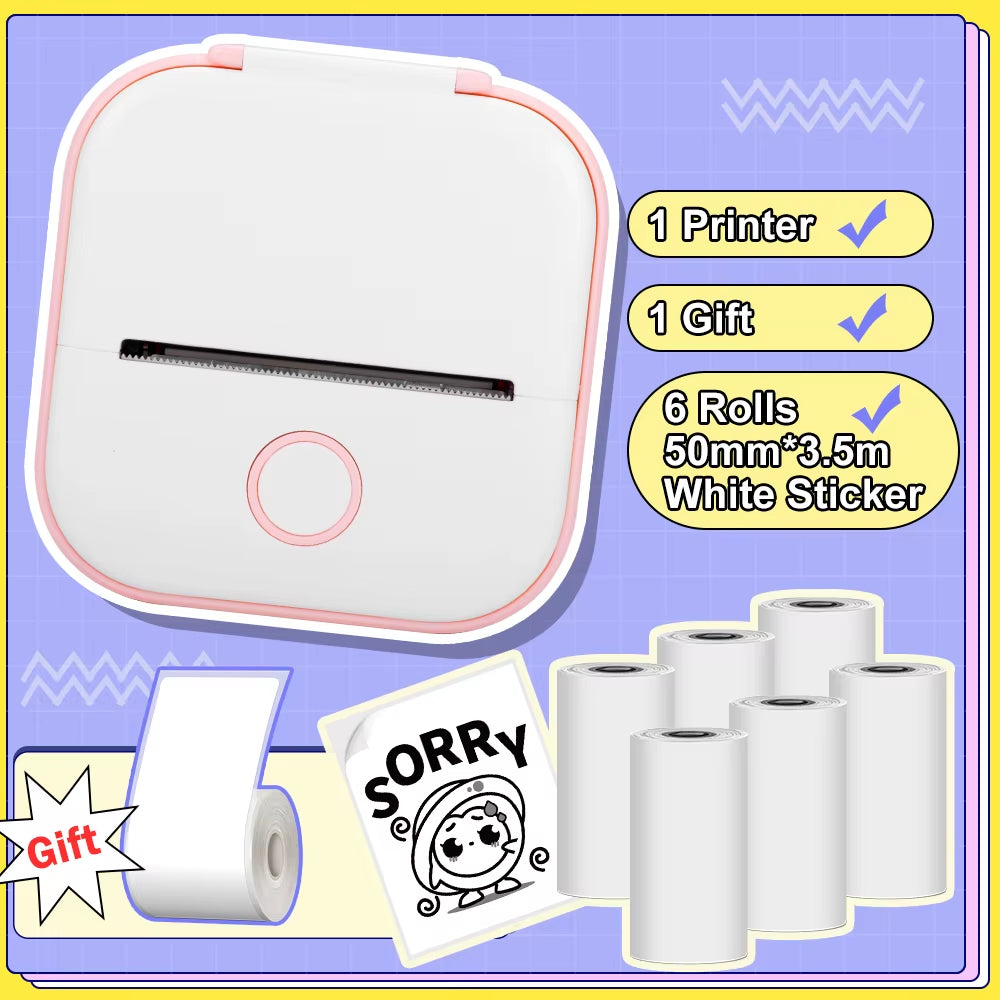 Phomemo T02 Pocket Printer Portable Thermal Printer Inkless Stickers Maker Mini Wireless Printer for Home School Office