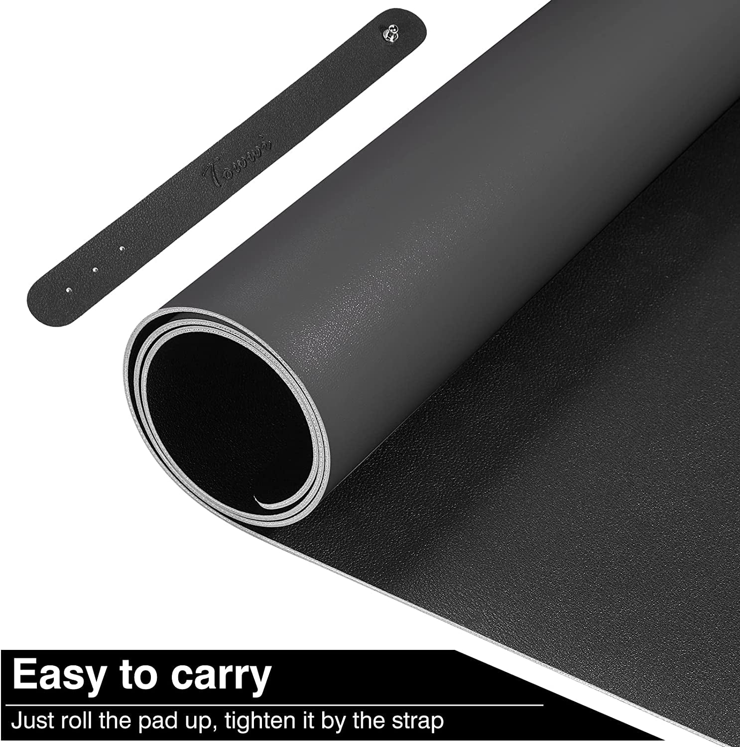 Dual Sided Desk Pad, 36”X17” PU Leather Desk Mat, Waterproof Desk Blotter Protector Mouse Pad (Black)