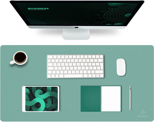 Mouse Pad, Waterproof Desk Mat for Desktop, Leather Desk Pad for Keyboard and Mouse, Desk Pad Protector for Office and Home (Green, 31.5" X 15.7")